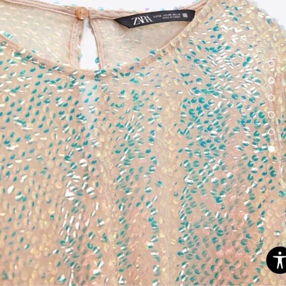 Zara blogger favorite iridescent semi sheer crop top - Picture 3 of 9